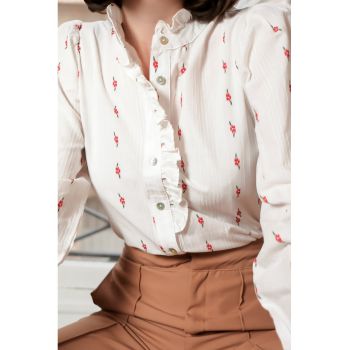 Camasa alba premium cu imprimeu floral F14326 16557
