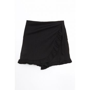 Fusta-pantalon cu cordon in talie