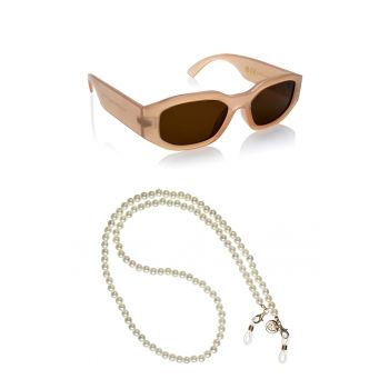 Ochelari de soare dreptunghiulari unisex cu lant