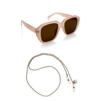 Ochelari de soare patrati unisex cu lant