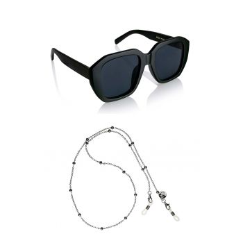 Ochelari de soare patrati unisex cu lant