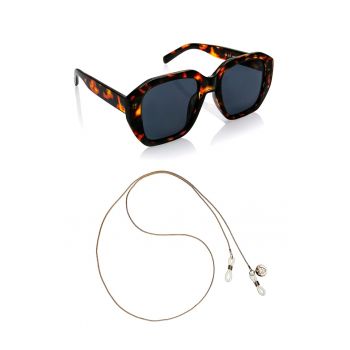 Ochelari de soare patrati unisex cu lant