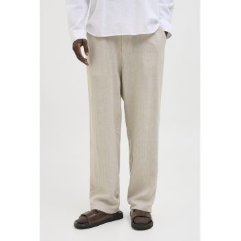 Pantaloni chino din amestec de in cu croiala relaxed-fit
