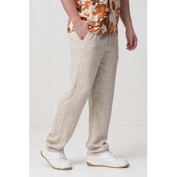 Pantaloni din amestec de in cu buzunare laterale
