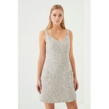 Rochie mini fara maneci - cu croiala in A si buzunare aplicate