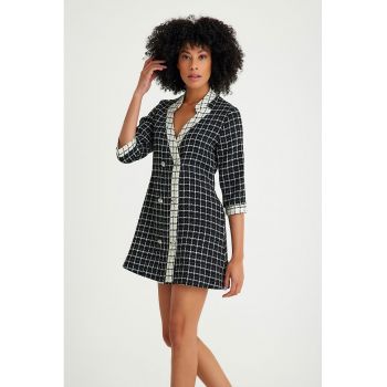 Rochie-sacou din tuid in carouri
