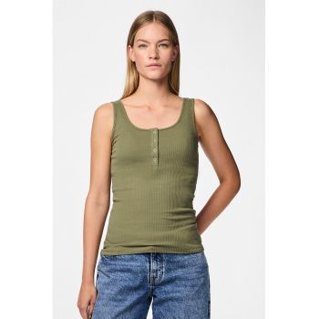 Top din amestec de bumbac organic cu decolteu henley