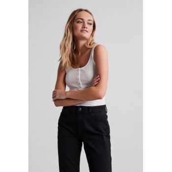 Top din amestec de bumbac organic cu decolteu henley