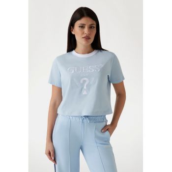 Tricou crop cu broderie logo