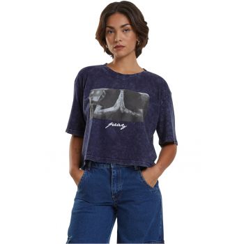 Tricou crop cu imprimeu foto