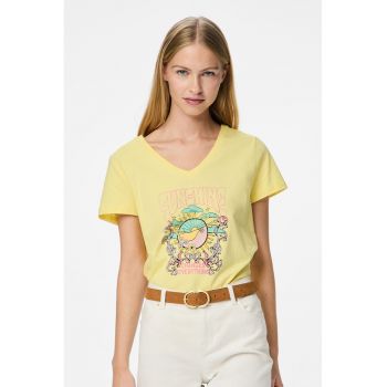 Tricou cu decolteu in V si imprimeu