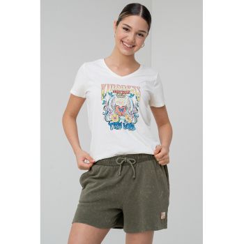 Tricou cu decolteu in V si imprimeu