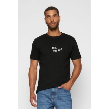 Tricou cu decolteu la baza gatului si imprimeu text