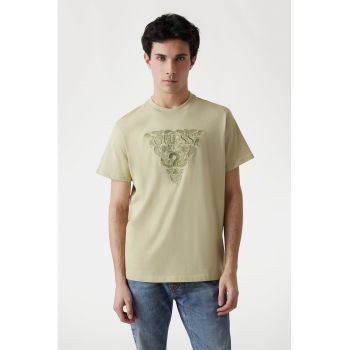 Tricou cu decolteu la baza gatului si logo brodat