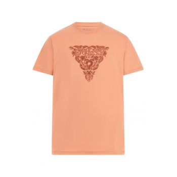 Tricou cu decolteu la baza gatului si logo brodat