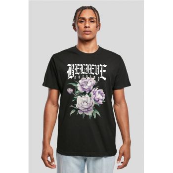 Tricou cu decolteu la baza gatului si model grafic