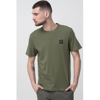 Tricou de bumbac cu decolteu la baza gatului