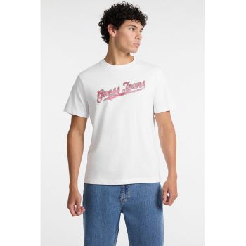 Tricou de bumbac cu decolteu la baza gatului