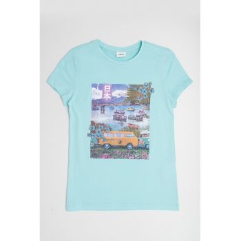 Tricou de bumbac cu imprimeu grafic