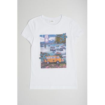 Tricou de bumbac cu imprimeu grafic