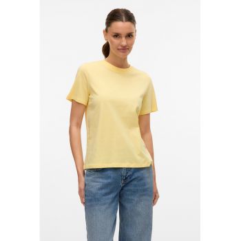 Tricou de bumbac organic cu decolteu la baza gatului