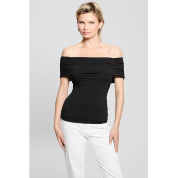Tricou din amestec de modal cu decolteu pe umeri