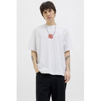 Tricou din bumbac cu decolteu la baza gatului