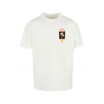 Tricou din bumbac cu decolteu la baza gatului