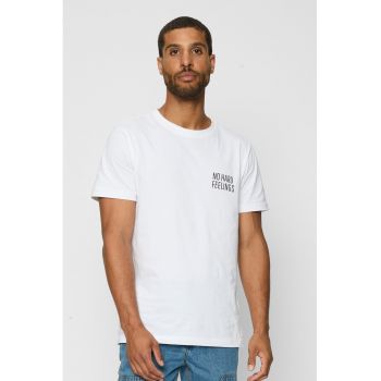 Tricou din bumbac cu decolteu la baza gatului