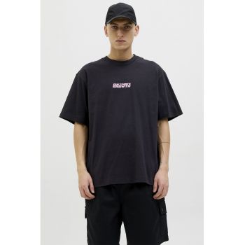 Tricou din bumbac cu decolteu la baza gatului