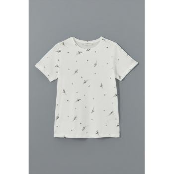 Tricou din bumbac cu model floral