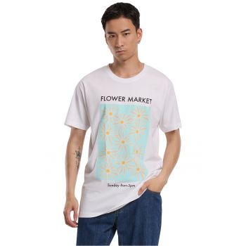 Tricou lejer cu model floral si imprimeu text
