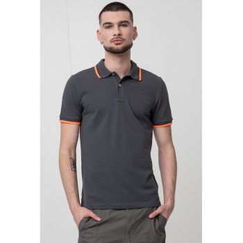 Tricou polo cu detalii dungi
