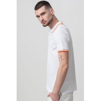 Tricou polo cu detalii dungi