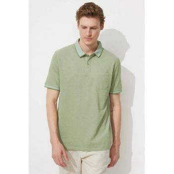 Tricou polo din material pique cu buzunar pe piept