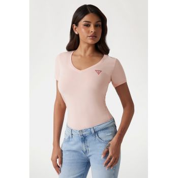 Tricou slim fit cu decolteu in V