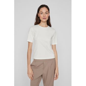 Tricou striat cu decolteu la baza gatului