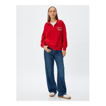 Bluza de trening cu fermoar scurt si maneci cazute