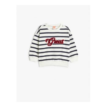 Bluza de trening cu model in dungi si aplicatie text