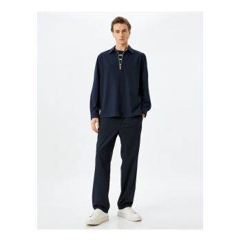 Bluza de trening polo cu fenta cu fermoar