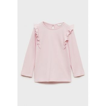 Bluza din bumbac cu detalii cu volane