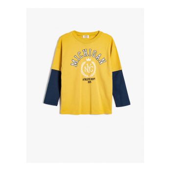 Bluza din bumbac cu imprimeu text