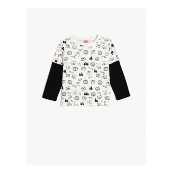 Bluza din bumbac cu model 2in1
