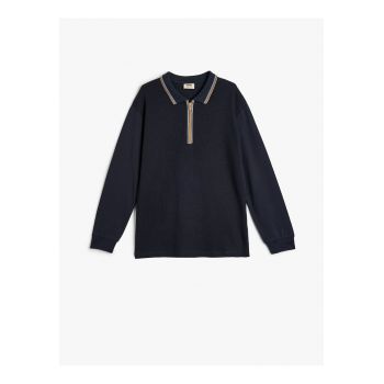 Bluza polo cu fenta cu fermoar