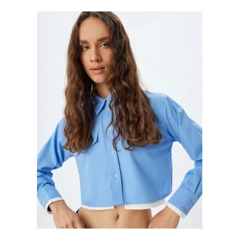 Camasa crop cu model suprapus