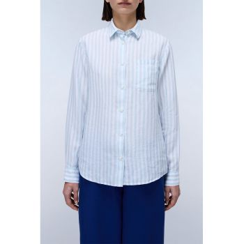 Camasa regular-fit din in cu model in dungi