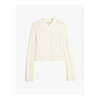 Cardigan crop cu fermoar