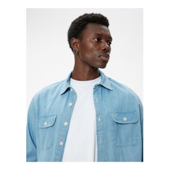 Jacheta-camasa relaxed fit din denim de firma originala