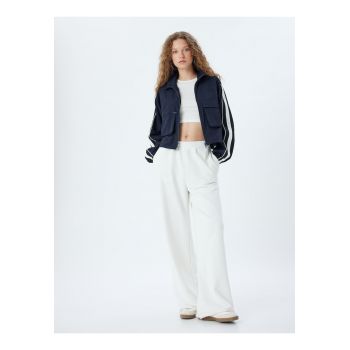 Jacheta crop cu fermoar