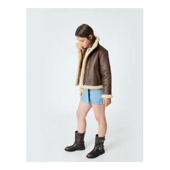 Jacheta de piele ecologica cu buzunare laterale